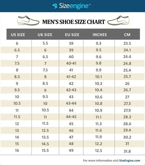 men's heels size chart.